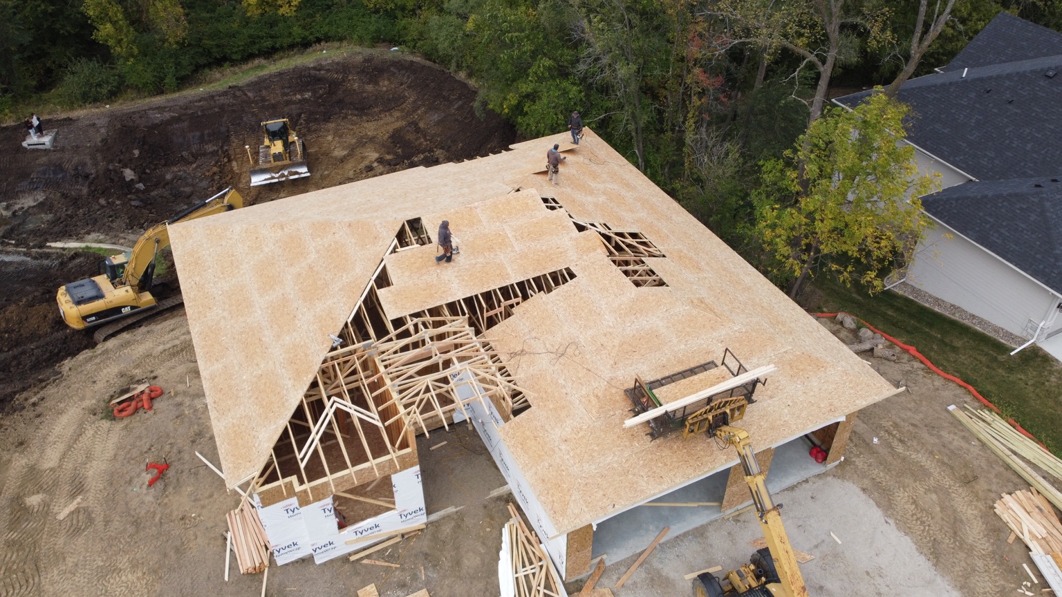 Framing progress during construction